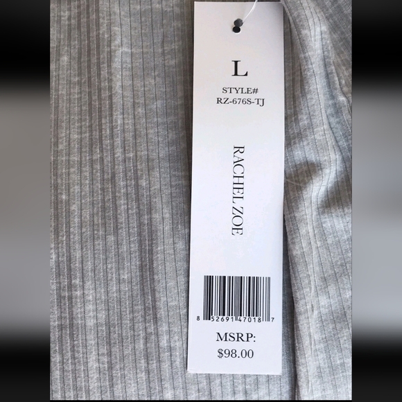 New Rachel Zoe 2 Piece Soft Pajama Set Short Sleeve Pants w/Pockets size Large - Picture 5 of 12